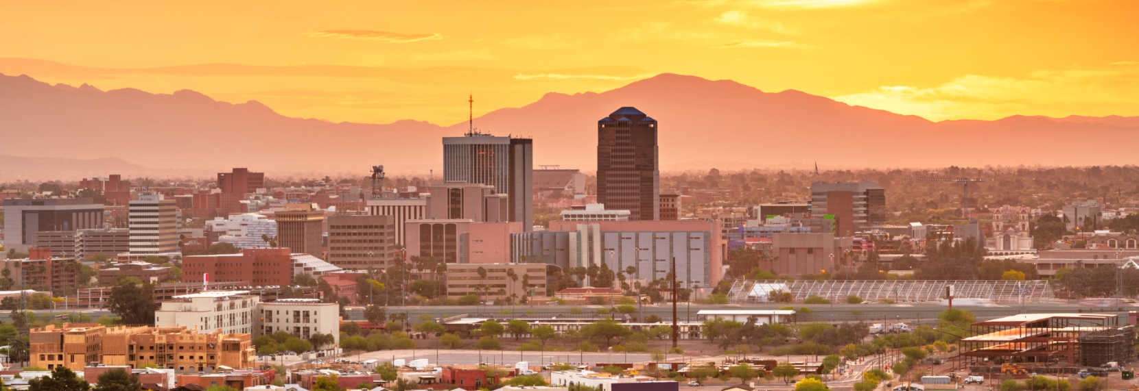 sunset and the city